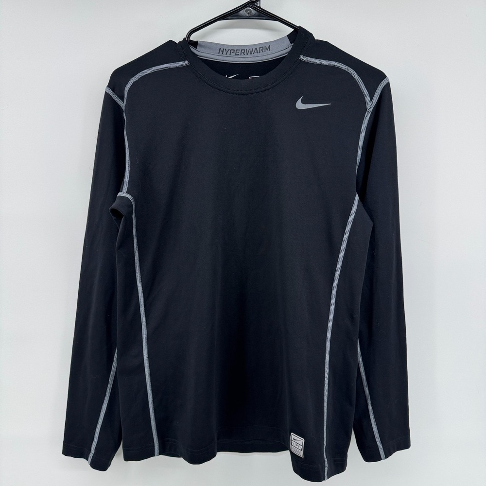 Nike Shirt Mens Medium Black Pro Combat Hyperwarm Dri-Fit Max Long Sleeve